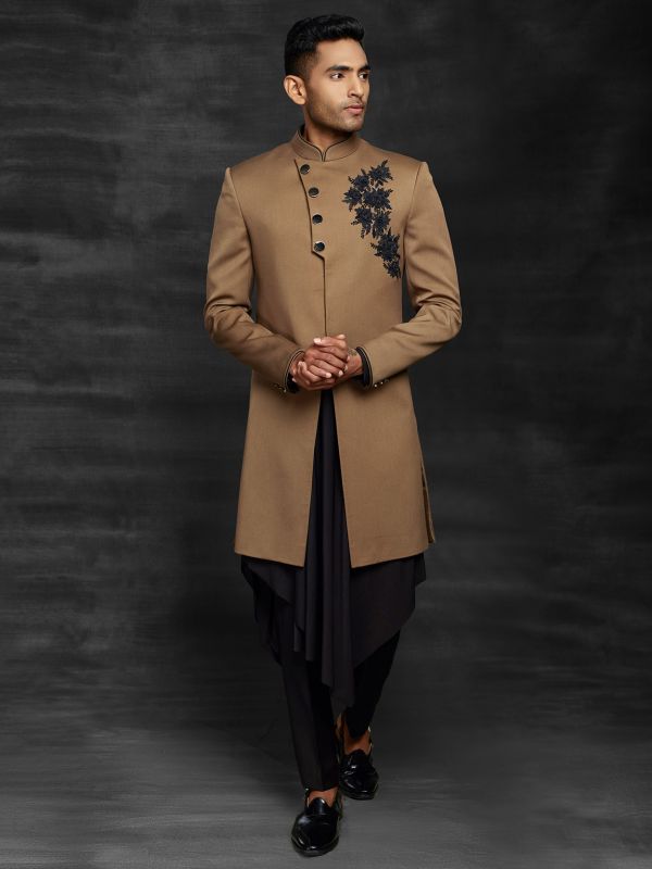 Black Men's Indowestern in imported Fabric With in Kurta.