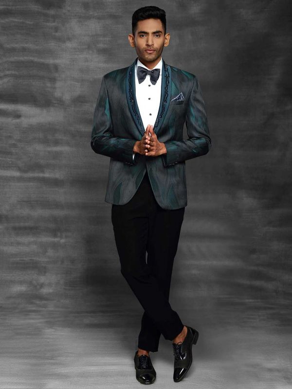 Green Colour Mens Tuxedo Suit in Imported Fabric.