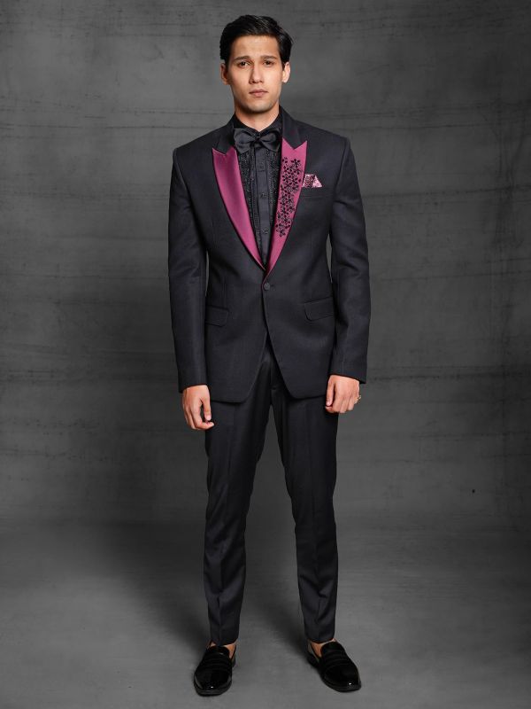 Designer Men Suit Black Colour in Imported Fabric.