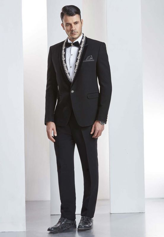 Elegant Black Color Indian Wedding Suit.