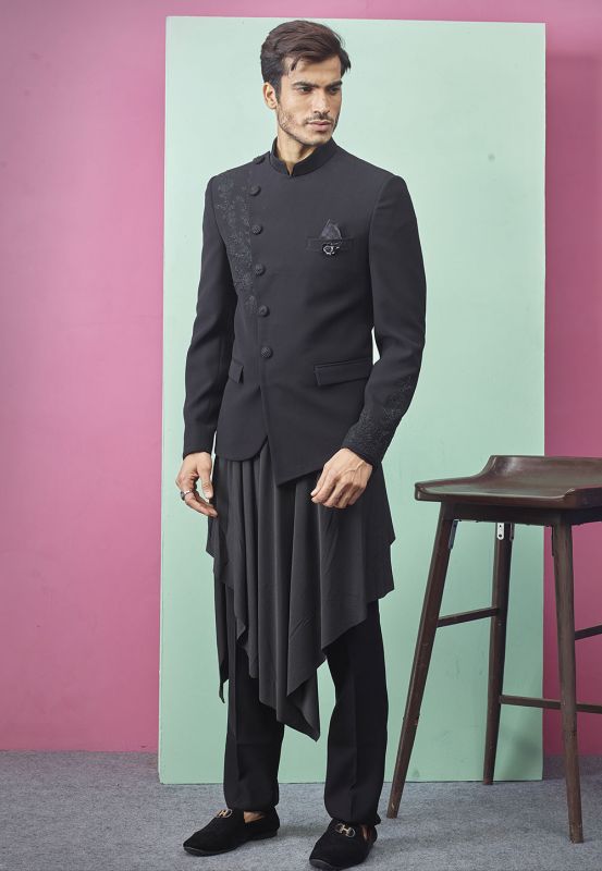Black Colour Party Wear Designer Jodhpuri Suit.