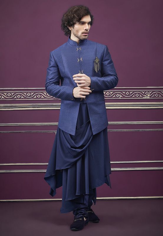 Blue Colour Men's Jodhpuri Suit.