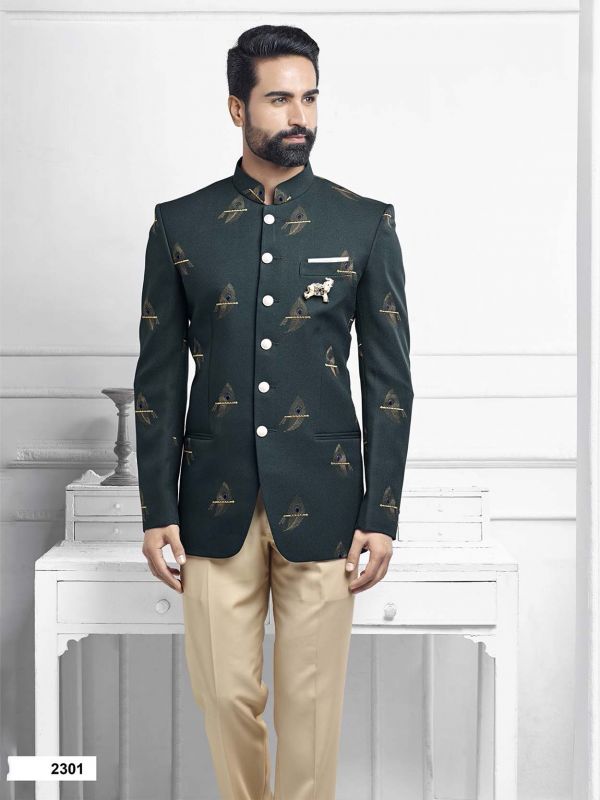 Green Colour Imported Fabric Designer Jodhpuri Suit.