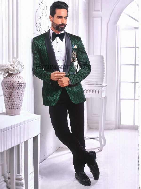 Green Colour Mens Designer Suit in Imported Fabric.