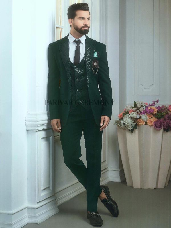 Green Color Wedding Suit For Men's.
