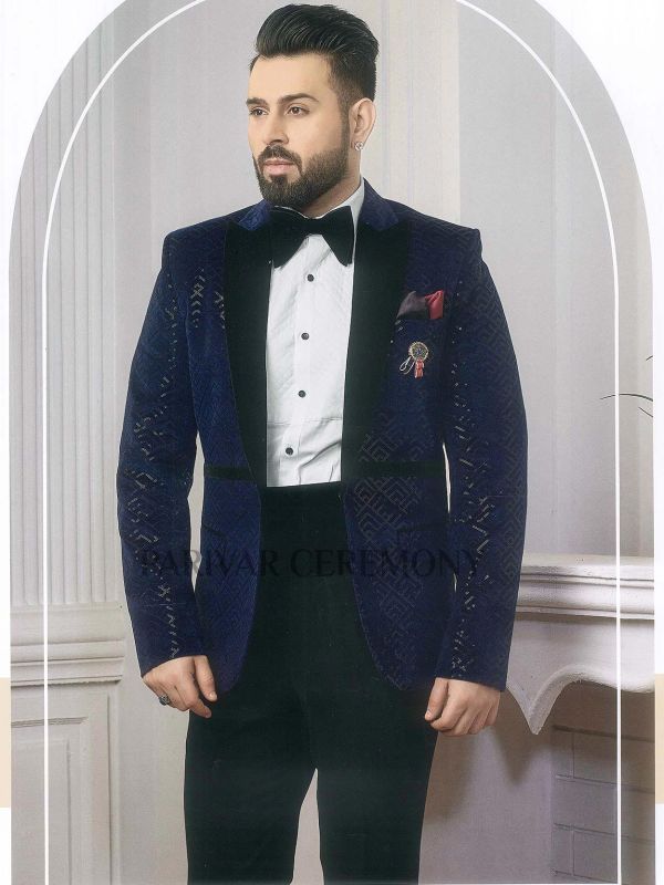 Elegant Blue Color Imported Fabric Indian Wedding Suit.