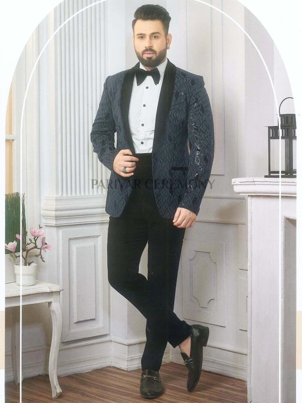 Grey,Black Colour Imported Fabric Mens Tuxedo Suit.
