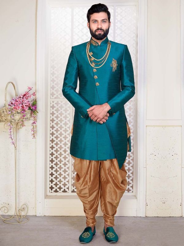 Green Colour Men's Designer Indowestern.