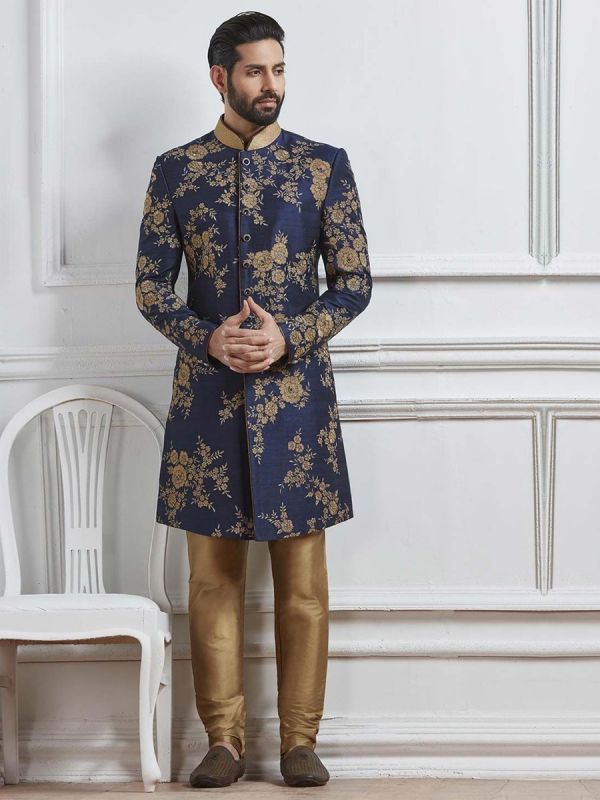 Blue Color Designer Indowestern.
