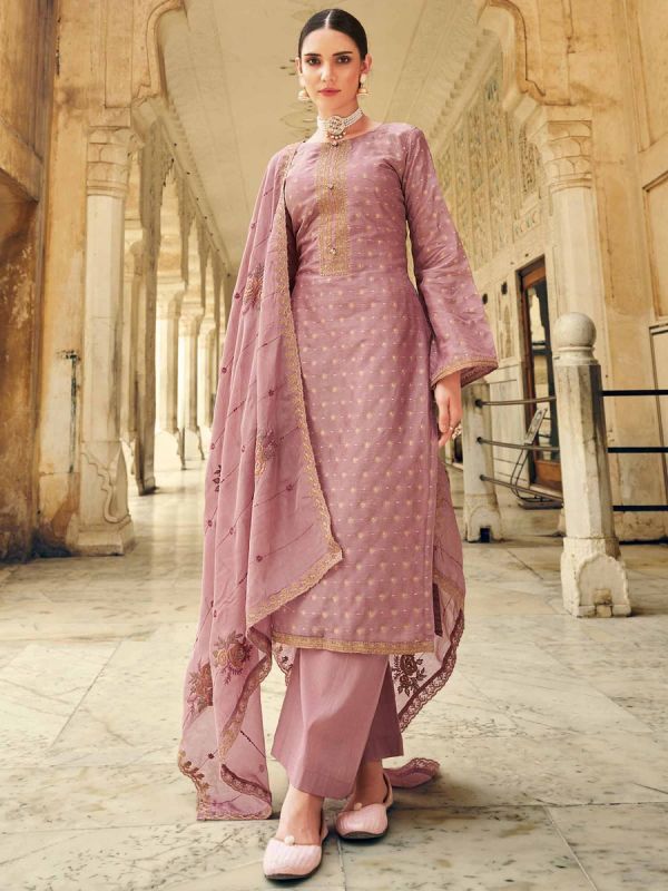 Purple Cotton Salwar Kameez With Embroidery