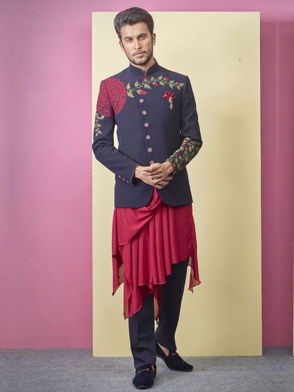 Elegant Look Blue Colour Designer Jodhpuri Suit.