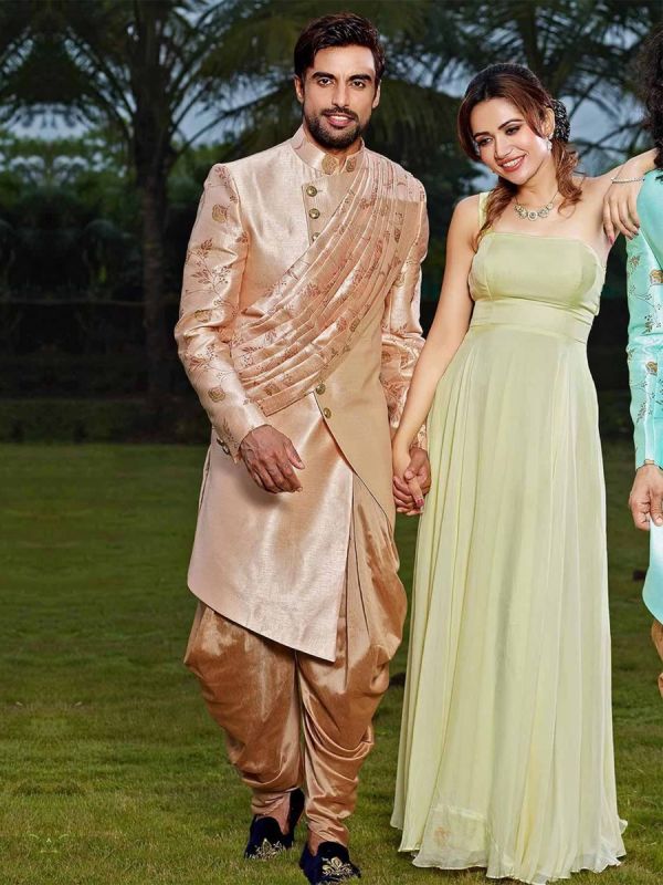 Golden Colour Men's Indowestern.