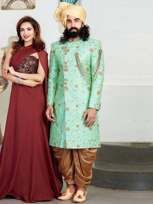 Green Colour Men's Indowestern.