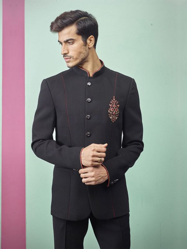 Black Colour Indian Jodhpuri Suit.