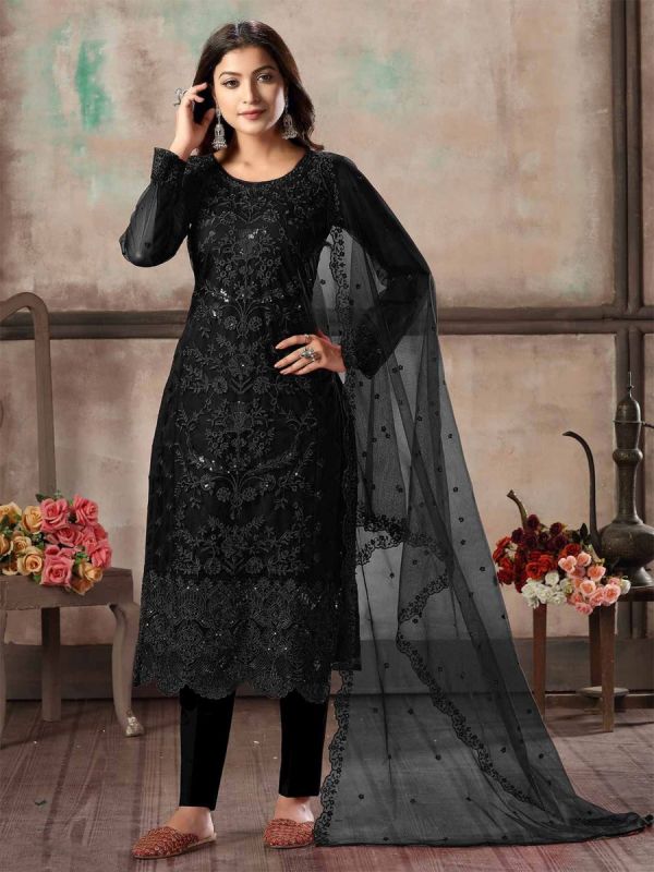 Black Colour Party Wear Salwar Suit.