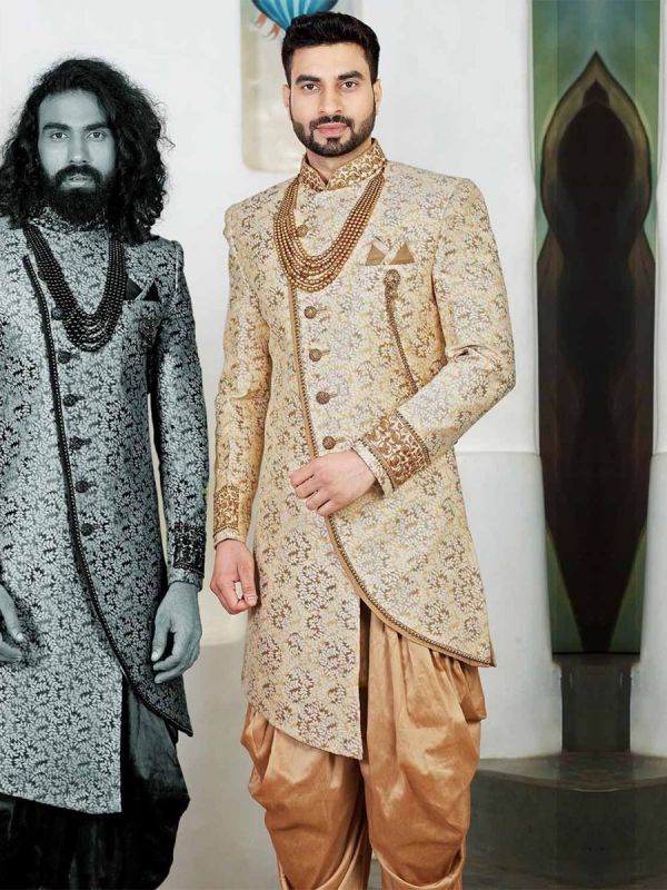 Golden Colour Designer Men's Indowestern.