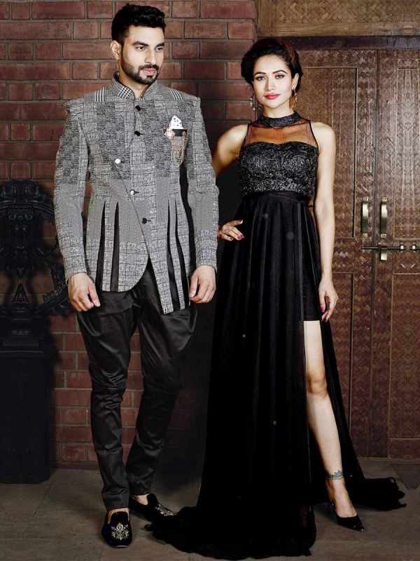 Grey Colour Party Wear Suit.