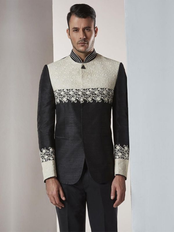Black Color Designer Jodhpuri Suit.