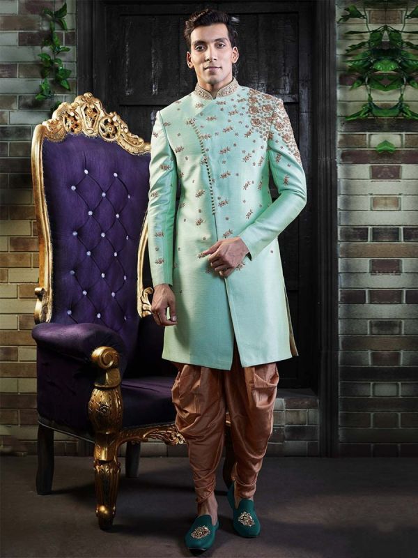 Turquoise Colour Men's Indowestern.