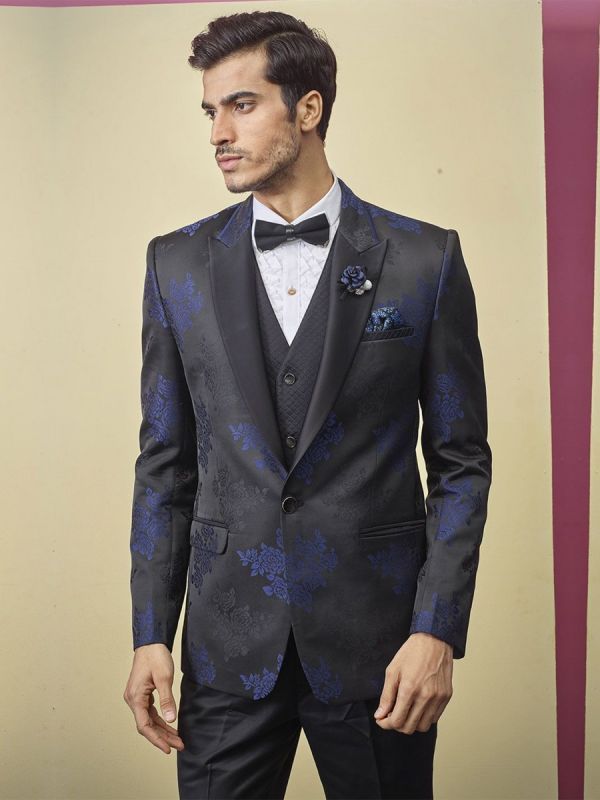 Black Colour Flower Printed Designer Suit.