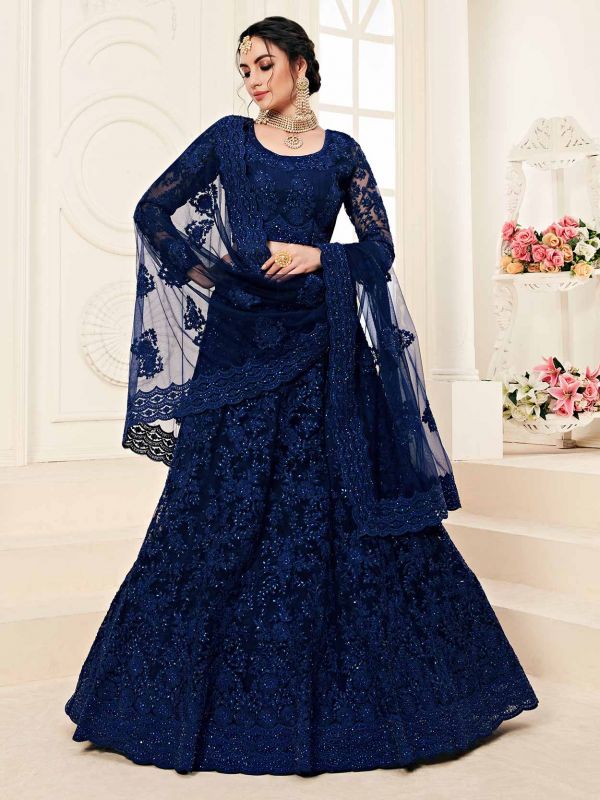 Fantastic Royal Blue Colour Net Women Lehenga Choli.