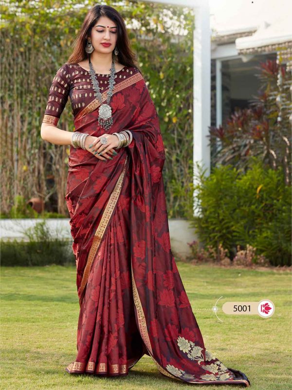 Maroon Colour Banarasi Silk Party Wear Saree.