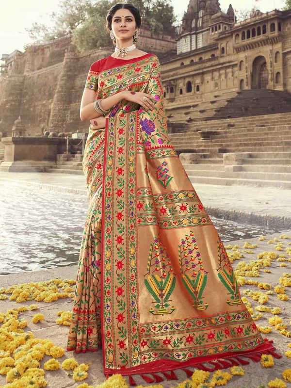 Banarasi Silk Saree Red Colour.