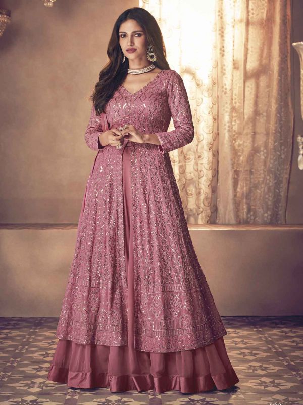 Pink Colour Designer Anarkali Salwar Suit in Georgette Fabric.