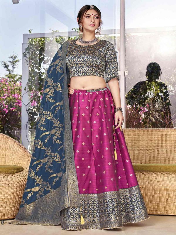 Pink Colour Banarasi Silk Designer Lehenga Choli.