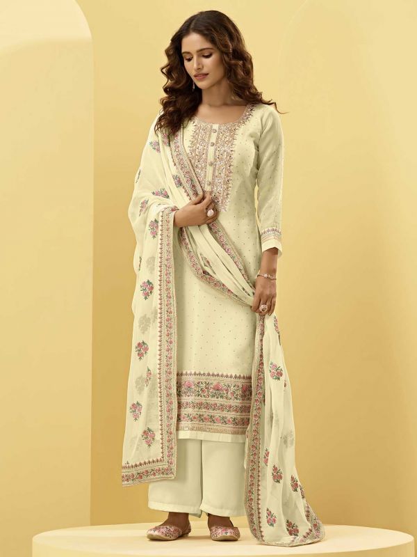 Yellow Colour Georgette Fabric Designer Salwar Suit.