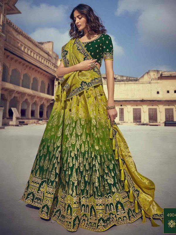 Banglori Silk Designer Lehenga Choli in Green Colour.