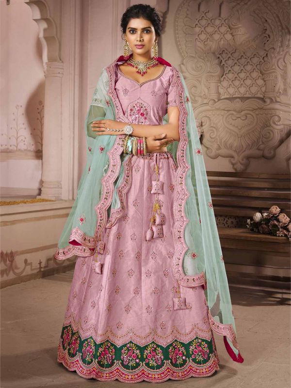 Pink Colour Silk Fabric Designer Women Lehenga Choli.
