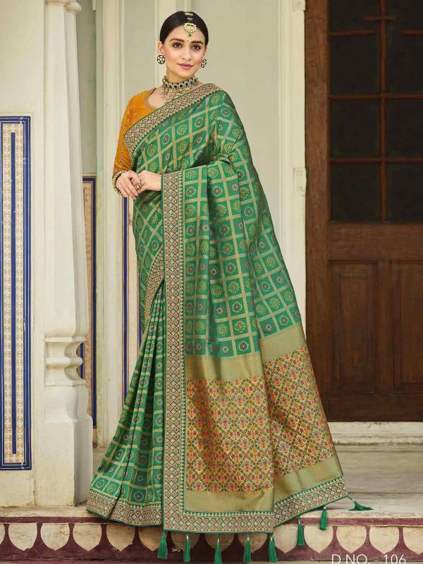 Green Colour Silk Traditional Saree.