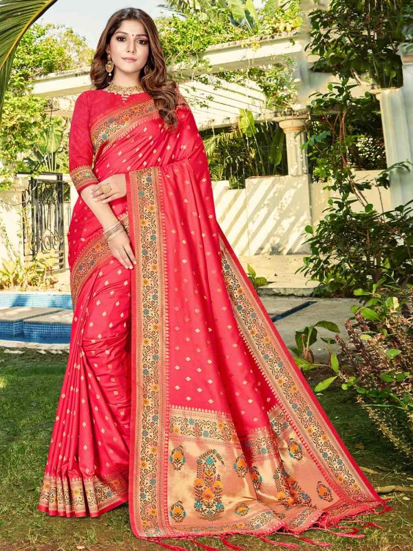 Red Colour Banarasi Silk Saree.