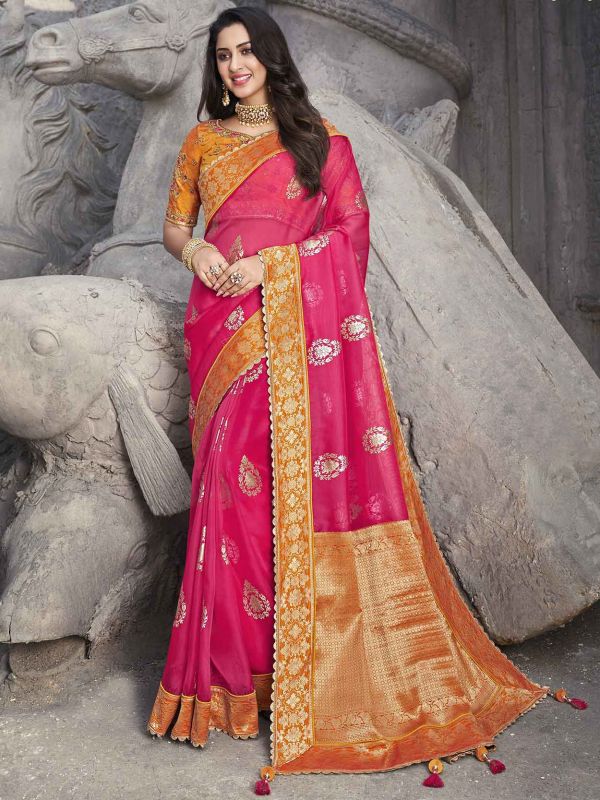 Pink Colour Banarasi Silk Saree.
