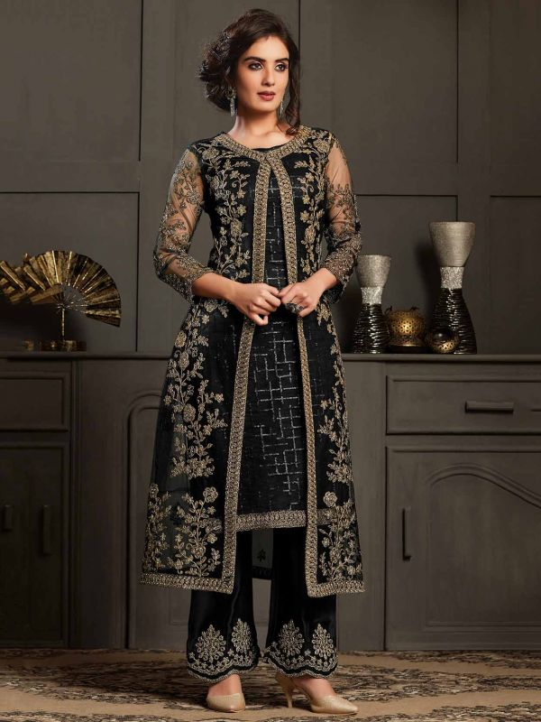 Black Colour Net Fabric Designer Salwar Suit.