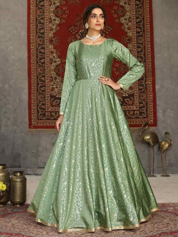 Green Colour Designer Salwar Suit in Satin Fabric.