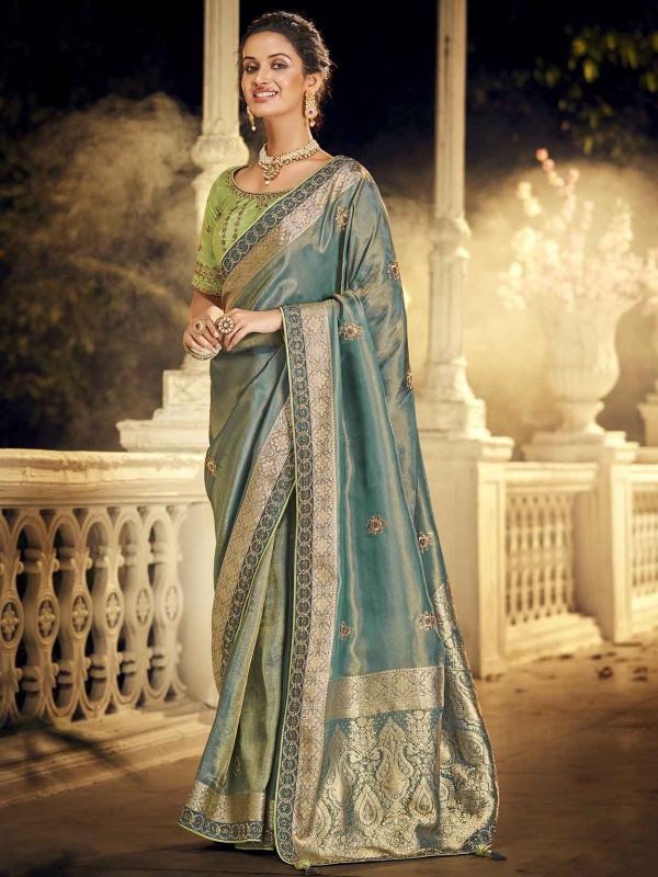 Green Colour Silk Designer Saree.