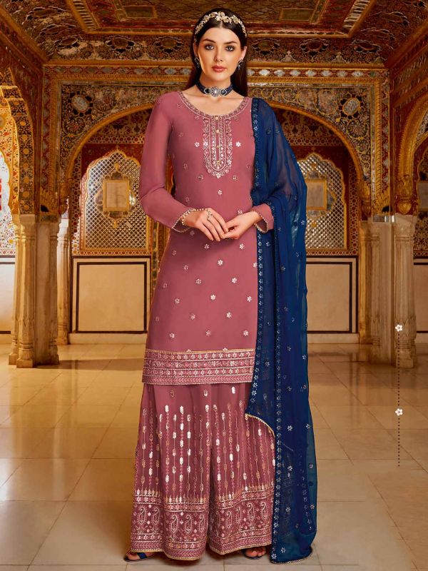 Purple Colour Georgette Fabric Salwar Kameez.