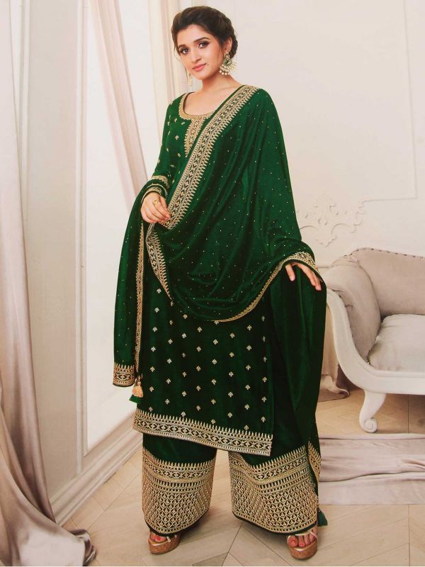 Green Colour Designer Salwar Suit in Art Silk Fabric.