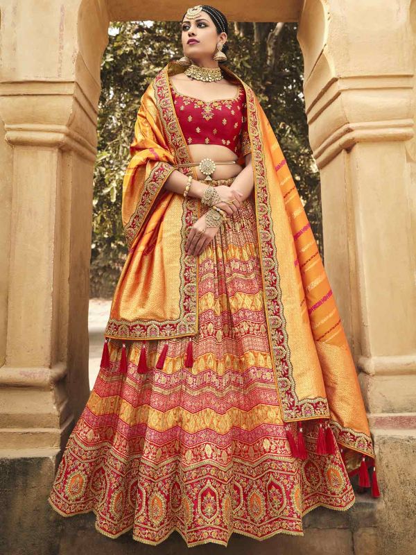 Women's Fuchsia & Georgette Fabric Pretty Unstitched Lehenga Choli