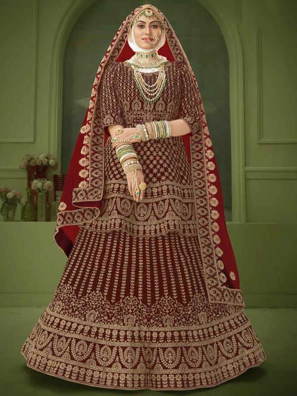 maroon colour Women Lehenga Choli online in India, bridal lehenga choli online