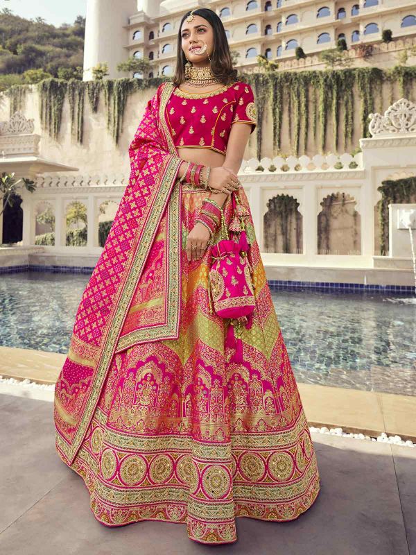 Fancy Fabric Indian Designer Lehenga Choli Rani Pink Colour.