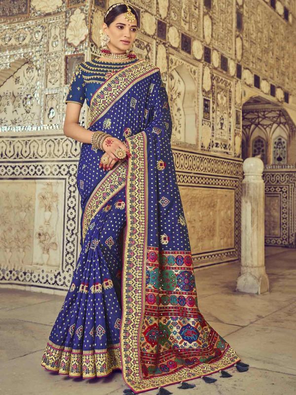 Blue Colour Patola Silk Fabric Designer Women Saree.