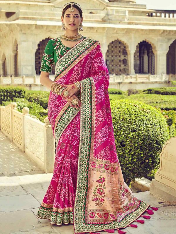 Pink Colour Bandhej Patola Silk Designer Saree.