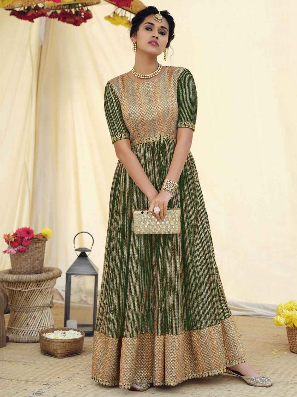 Green Colour Designer Anarkali Salwar Suit in Georgette Fabric.