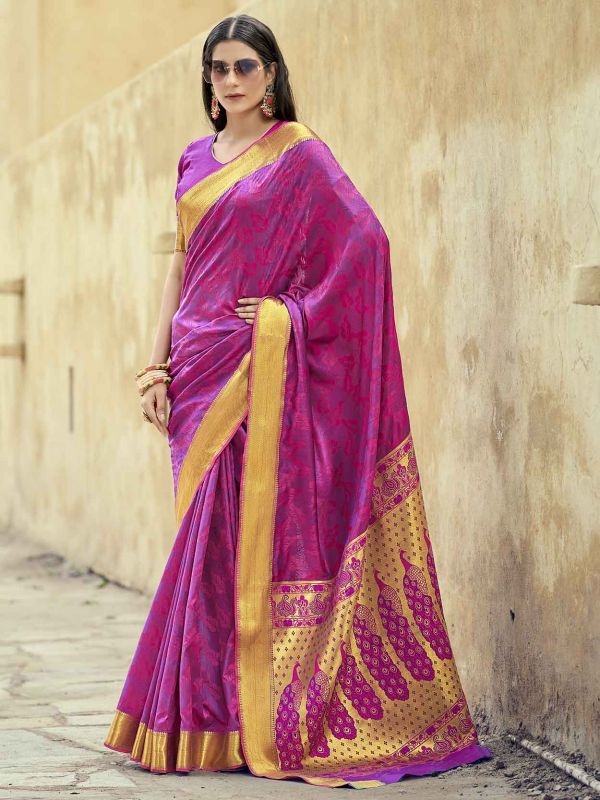 Purple Colour Party Wear Saree in Banarasi Silk Fabric.