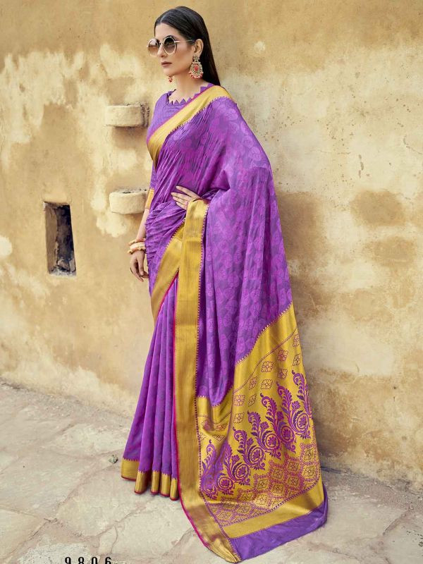 Purple Colour Banarasi Silk Fabric Saree.