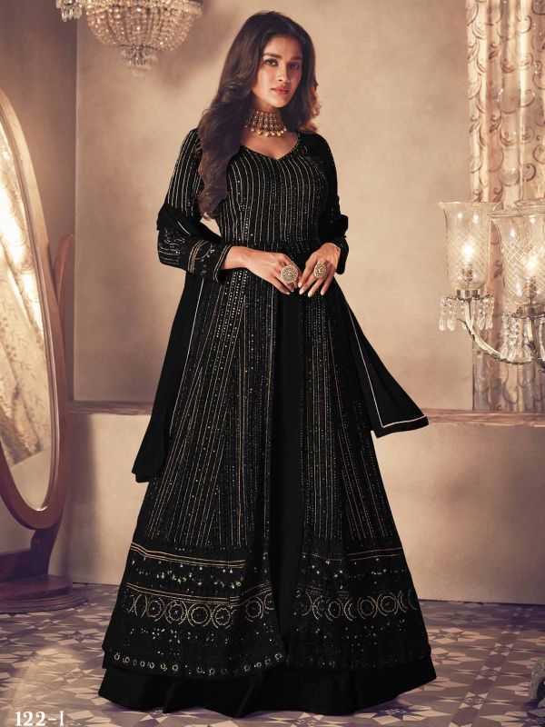 Black Colour Designer Salwar Kameez in Georgette Fabric.