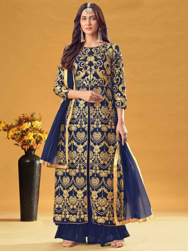 Blue Colour Salwar Kameez in Georgette Fabric.